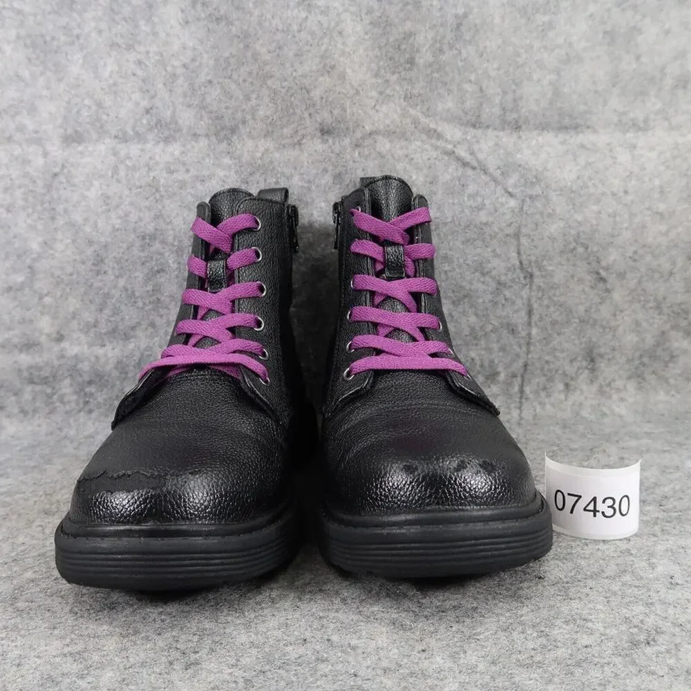 Art Class Shoes Kids 5 Boots Combat Biker Classic Lace Up Zip Black Casual Girls